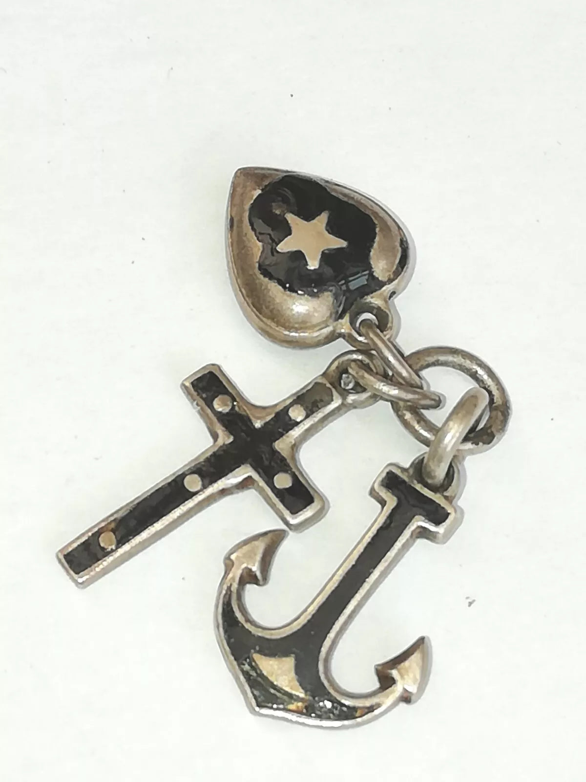 Antique Victorian Sterling and Enamel Faith, Hope & Charity FOB/Pendant