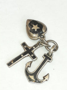 Antique Victorian Sterling and Enamel Faith, Hope & Charity FOB/Pendant
