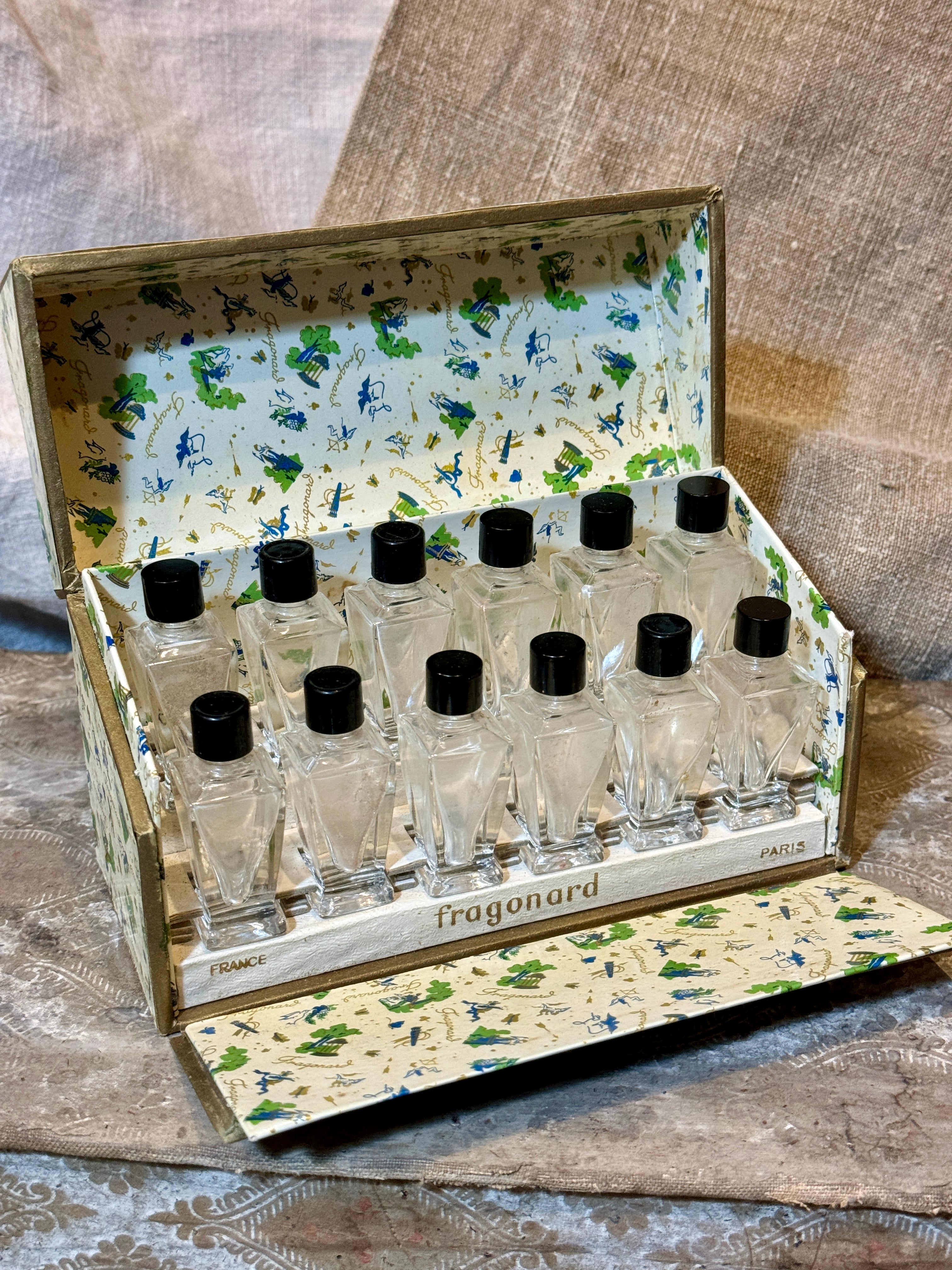 Rare 1930s Fragonard Box Sample Set of Parfum or Perfume