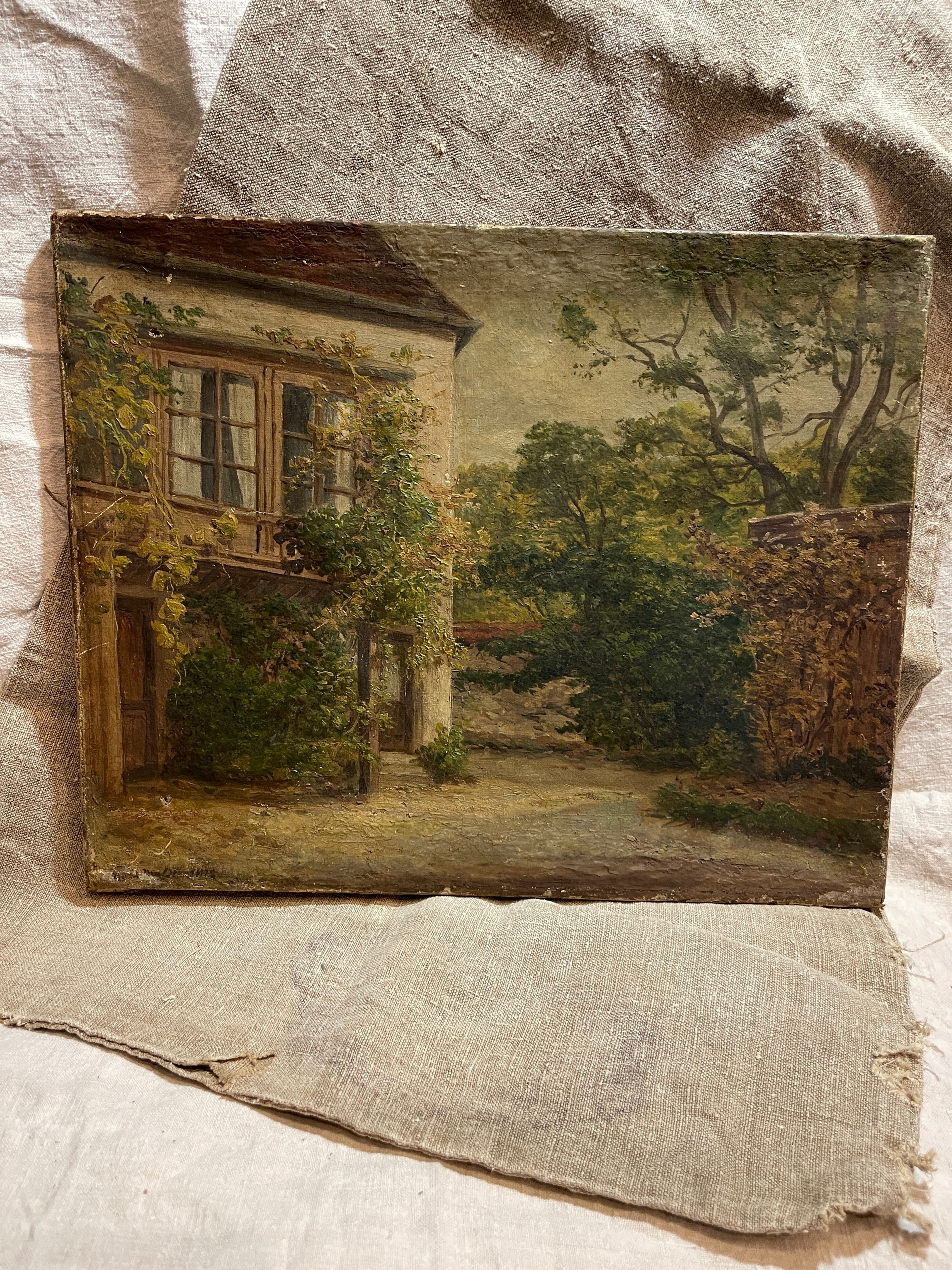 Original Antique French Oil Painting on Canvas early 1800's
