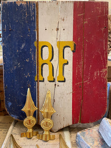 RARE Antique French Flag Holder, Wall Hanging and or Wooden Sign