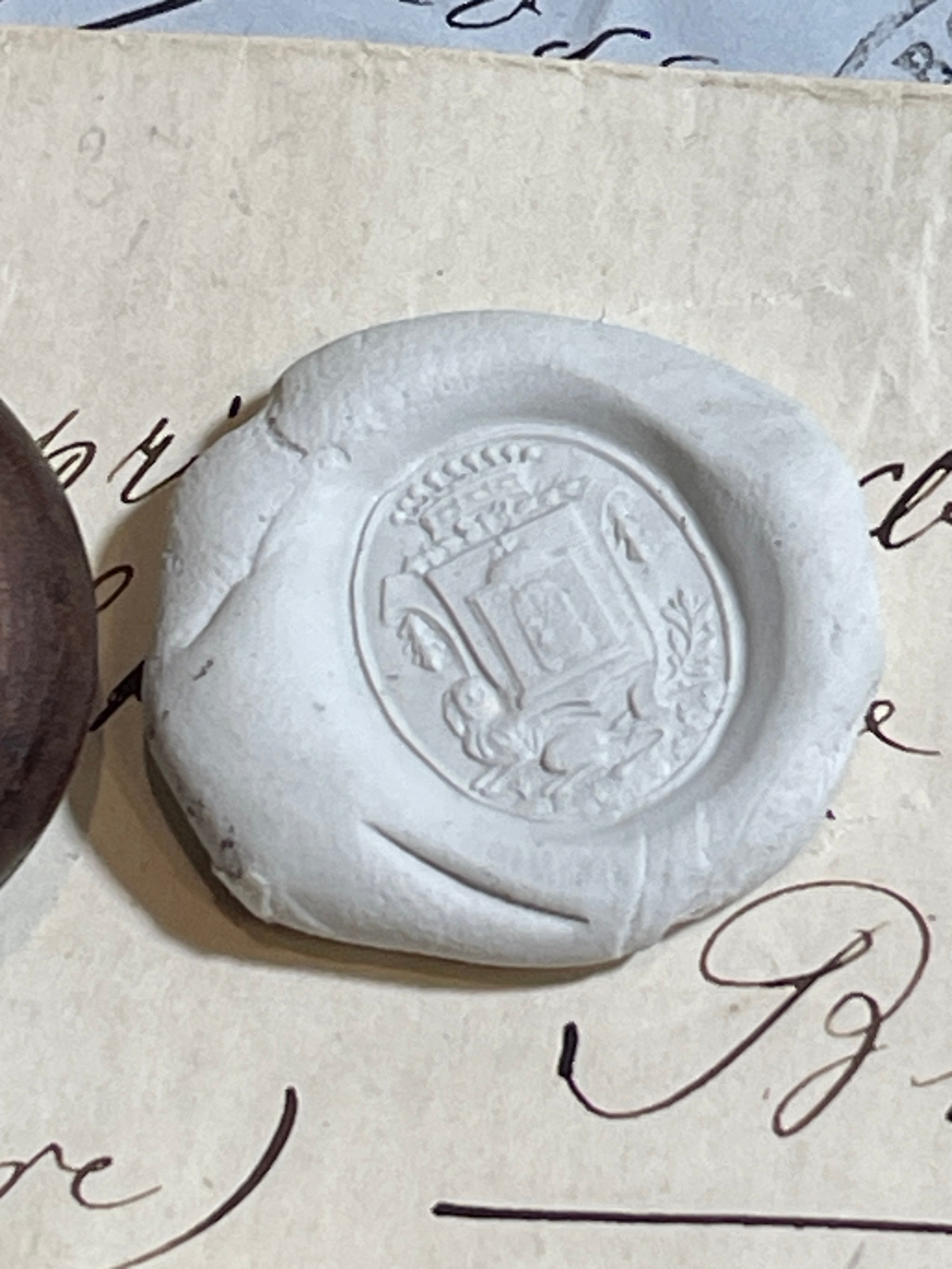 1700's Antique French Count Crown Coat of Arms Bronze Seal