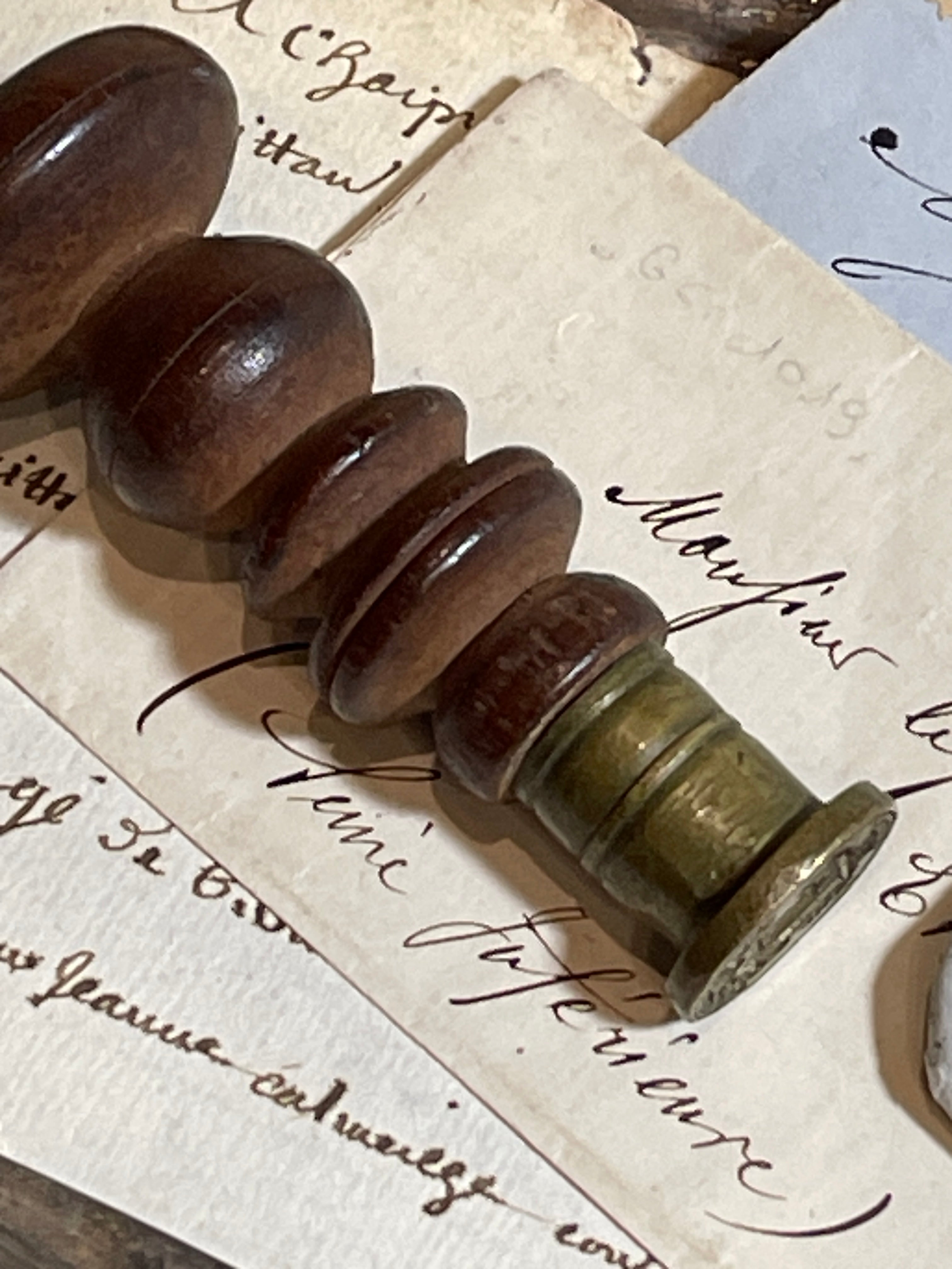 1700's Antique French Count Crown Coat of Arms Bronze Seal