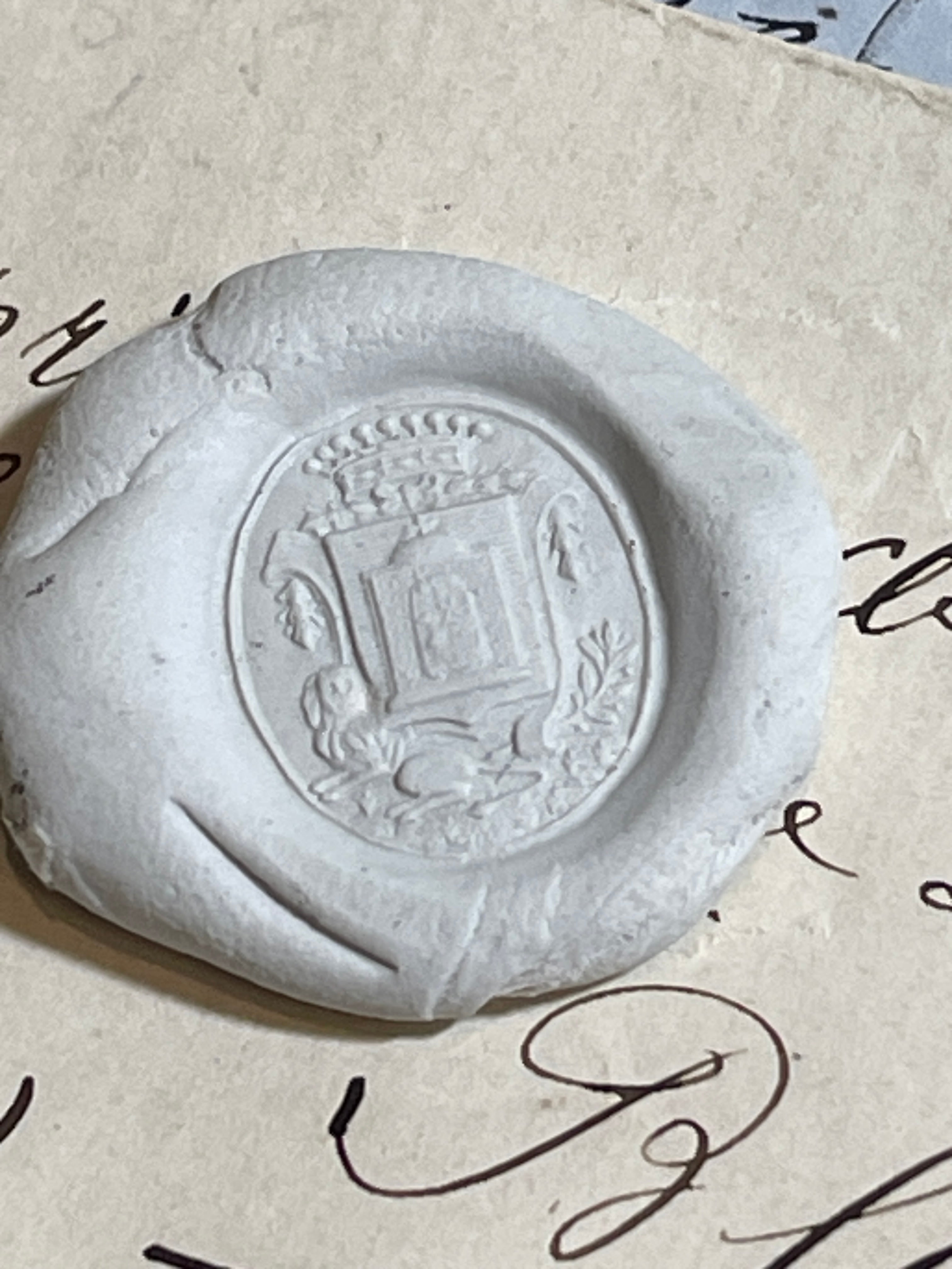 1700's Antique French Count Crown Coat of Arms Bronze Seal