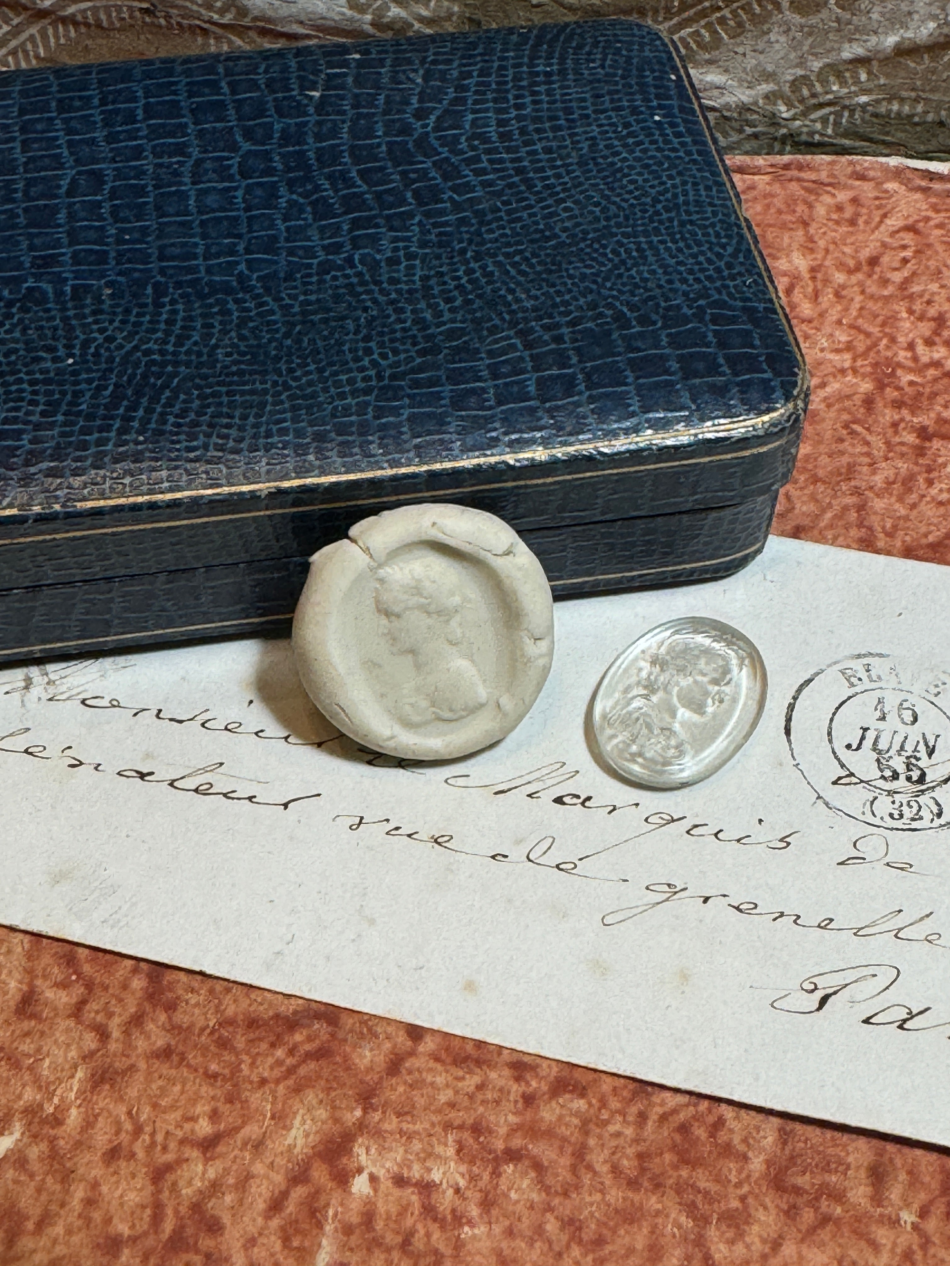 1800s Victorian Classical Cameo Glass Intaglio Seal