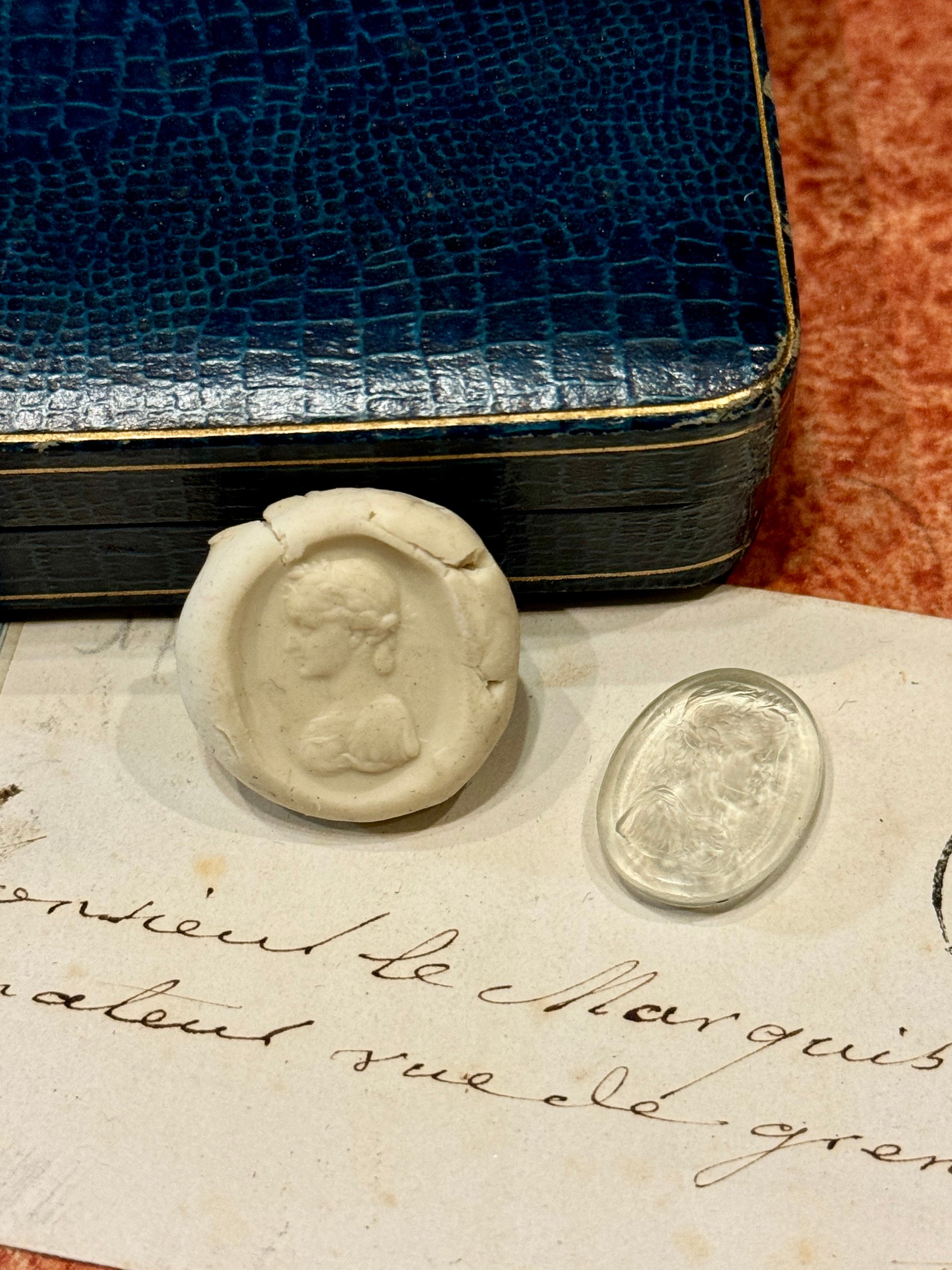1800s Victorian Classical Cameo Glass Intaglio Seal