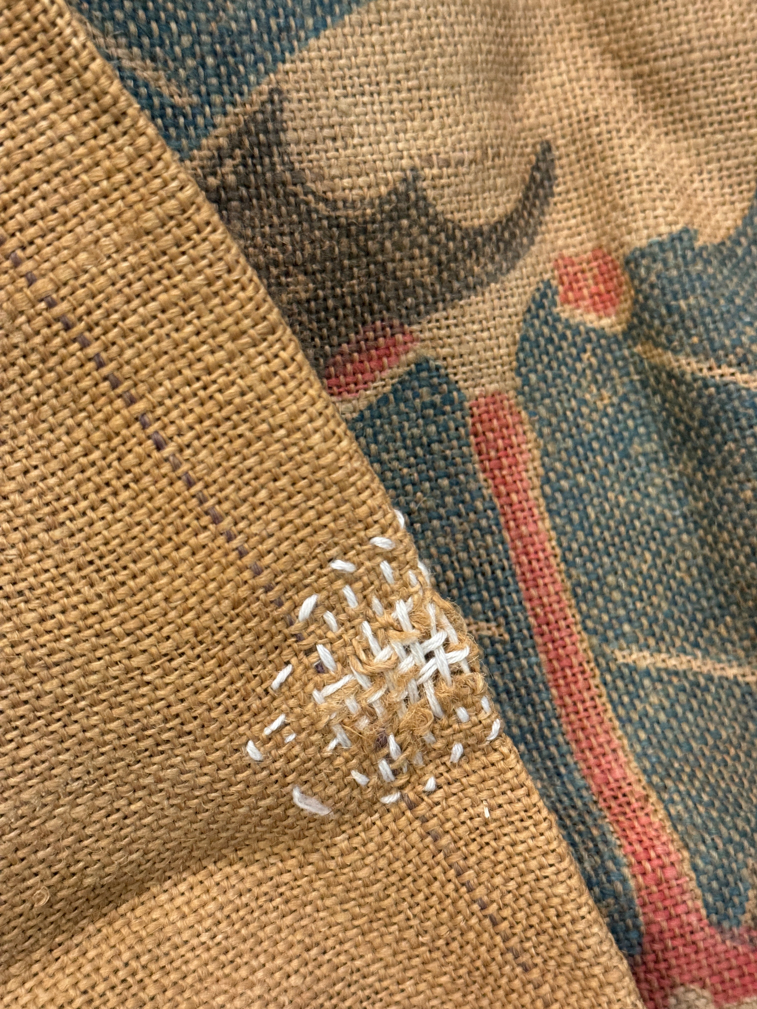 Antique 19th Century French Linen and Hemp Sack with Bird