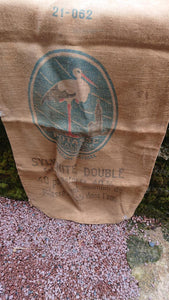 Antique 19th Century French Linen and Hemp Sack with Bird
