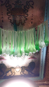 Large Antique French Teardrop Lustres in Green