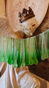 Large Antique French Teardrop Lustres in Green
