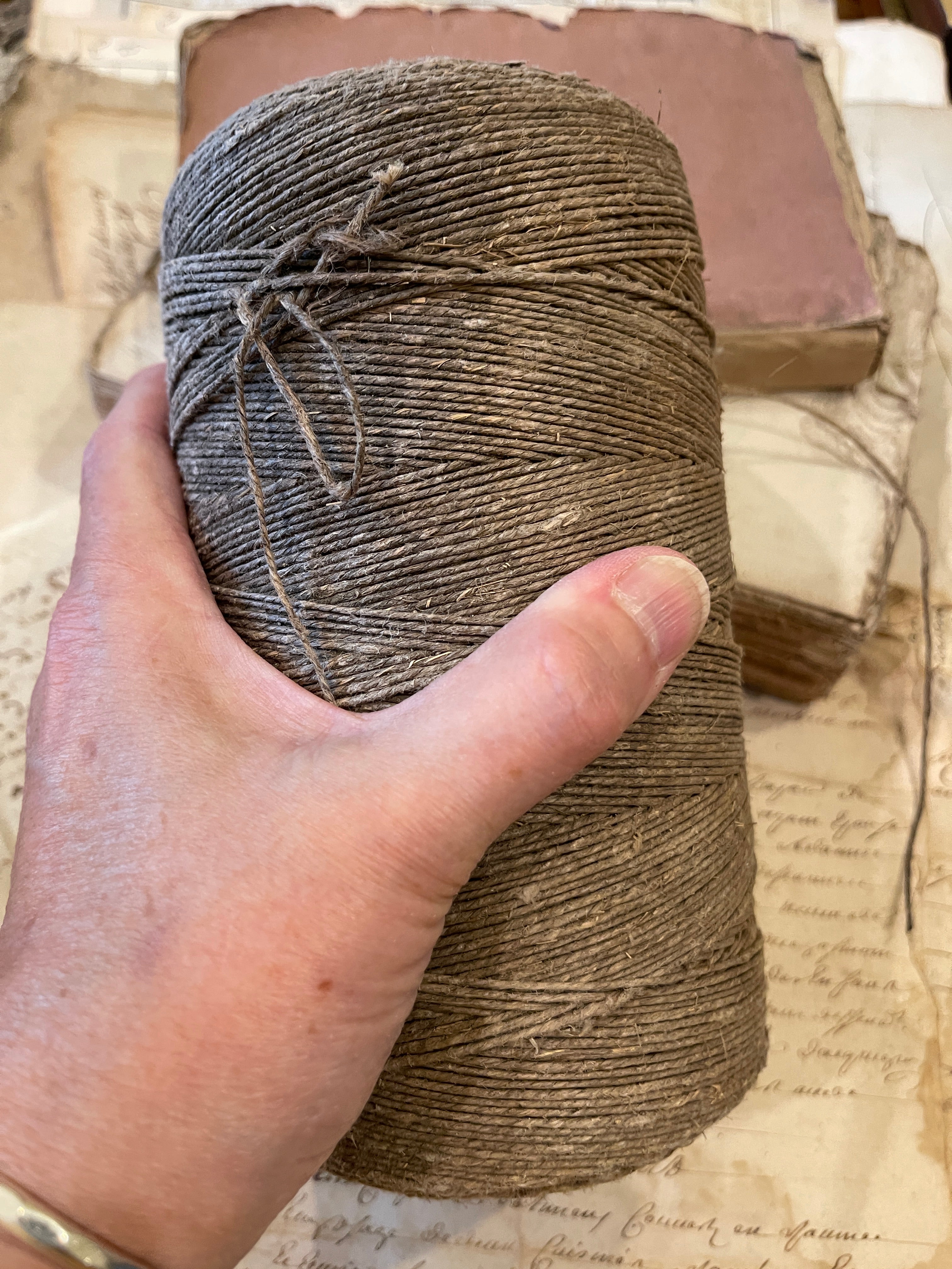 Antique French Hemp Cord Spool - HUGE