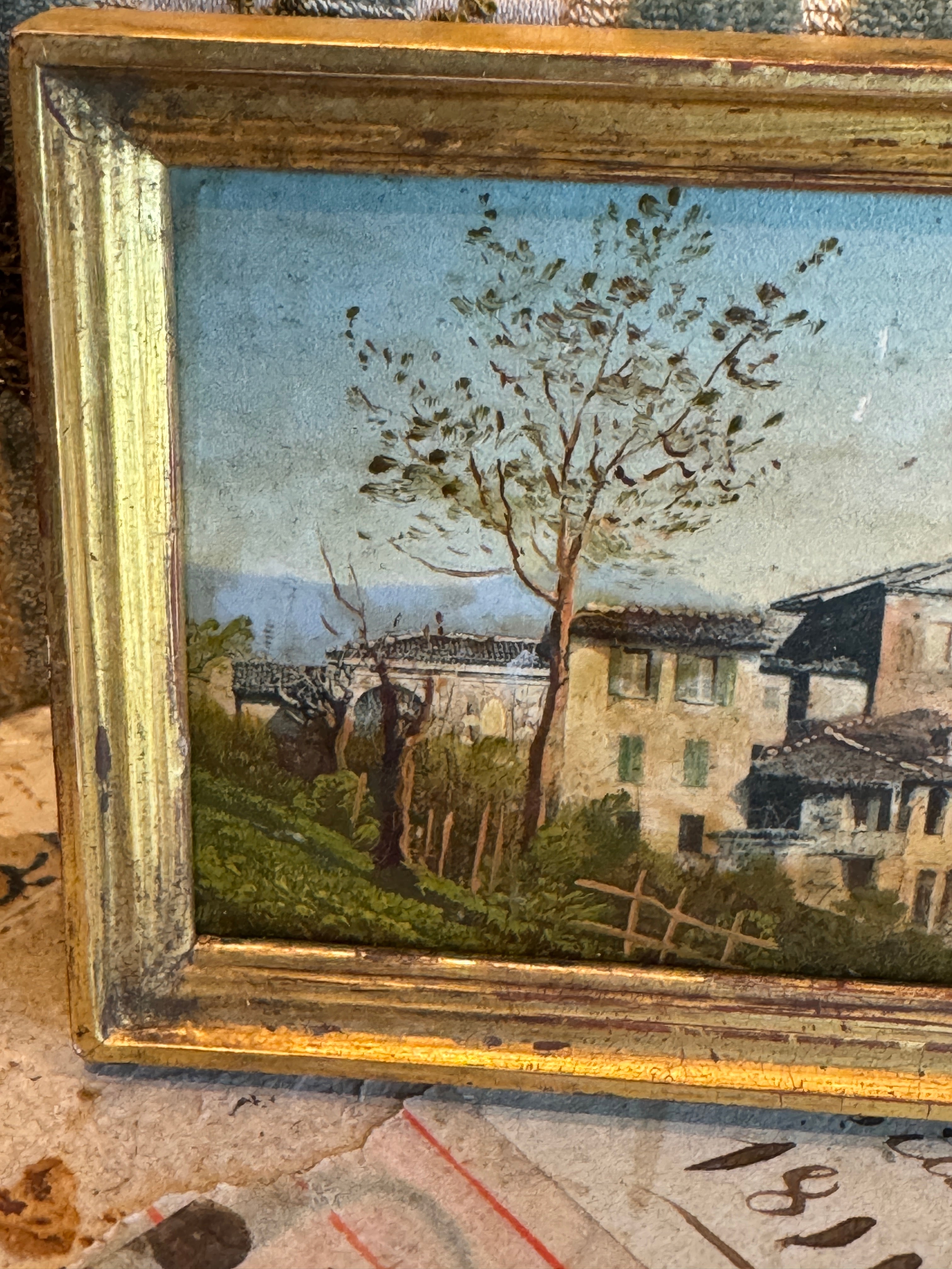 Original Antique French MINIATURE Oil Painting
