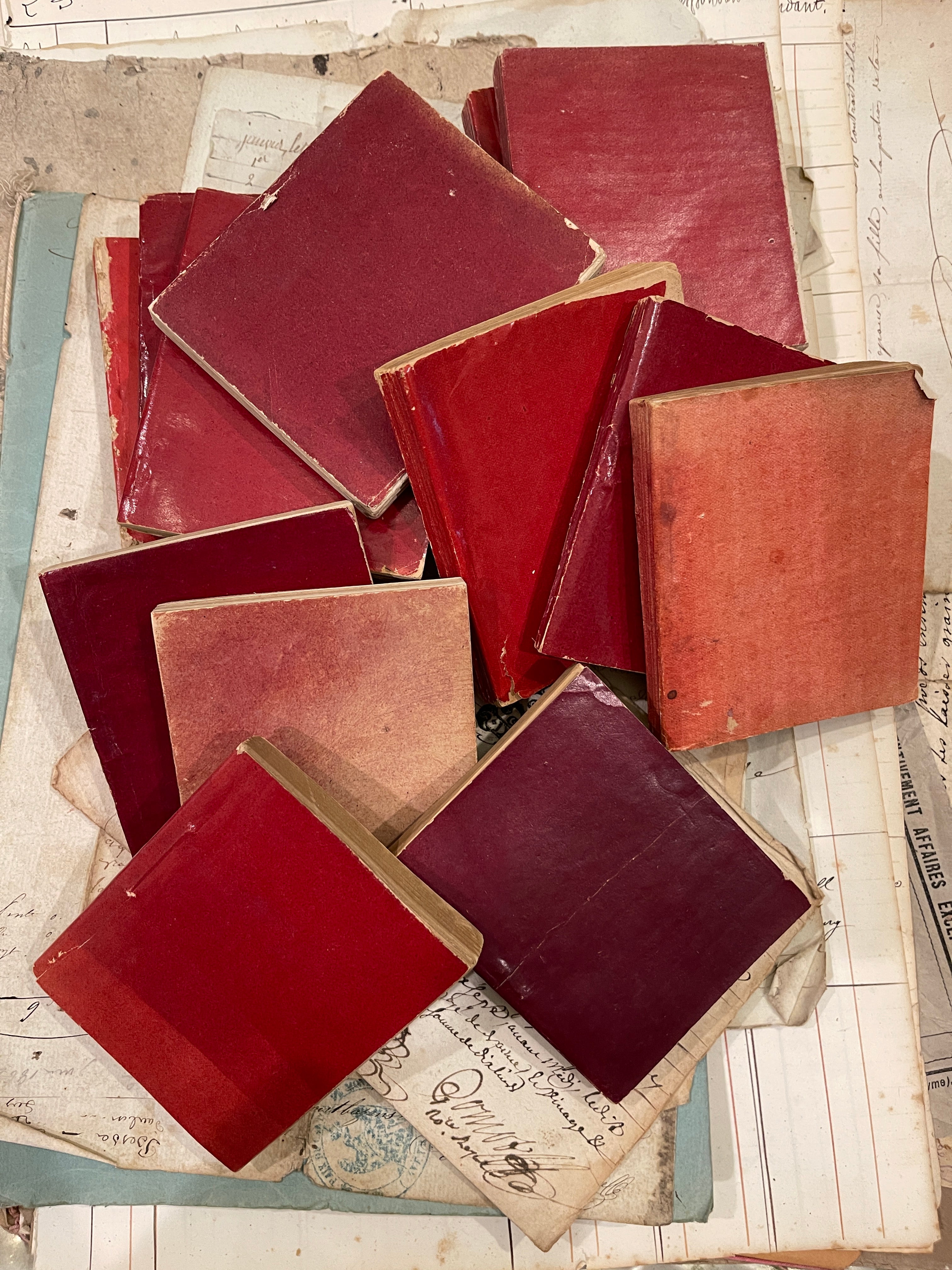 Miniature Antique French Red Almanacs