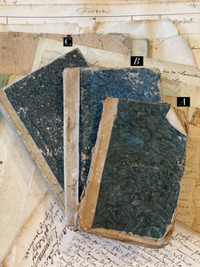 Antique 1805 - 1833 French Blue Paste Paper Books