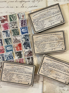 Original Antique French Medicine Paper Boxes with Stamps