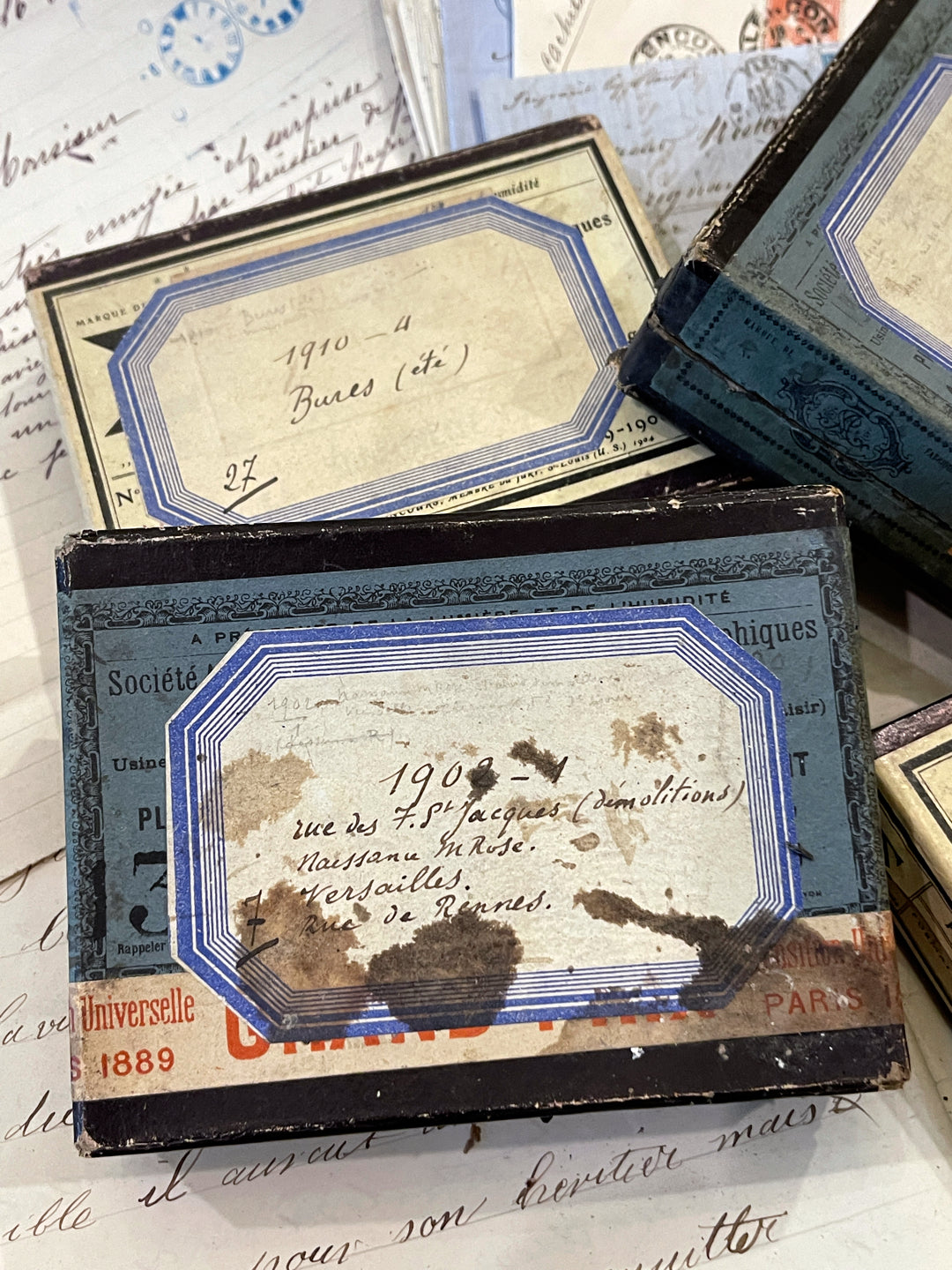 Original Antique French Paper Boxes - Set B
