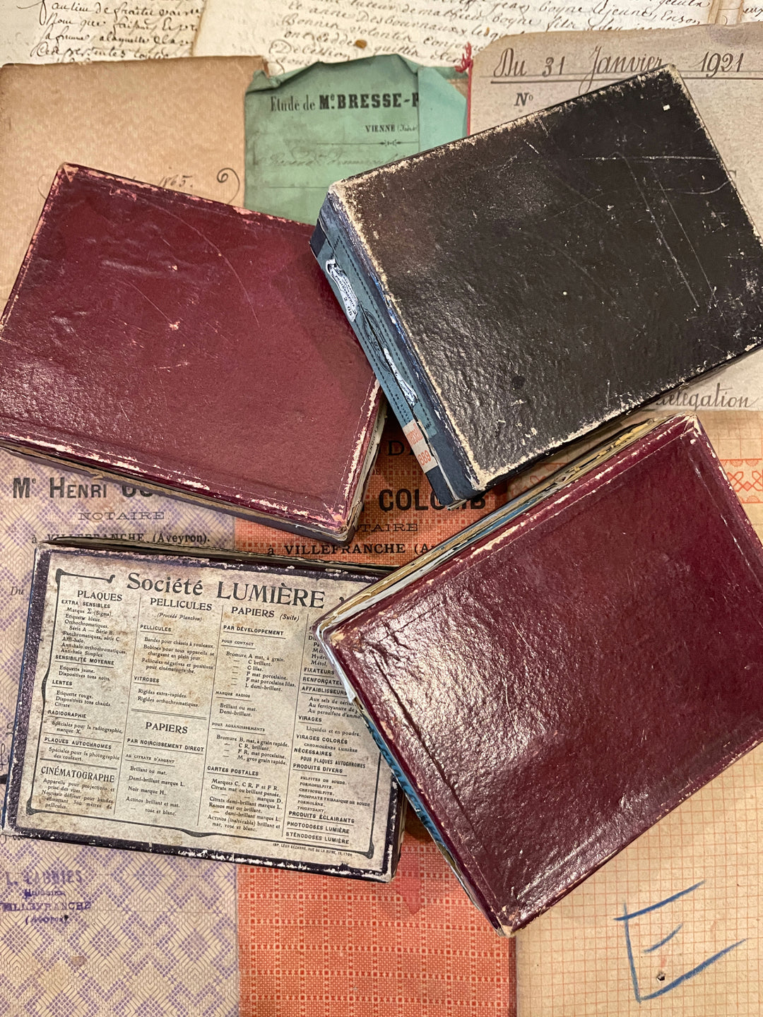 Original Antique French Paper Boxes - Set D