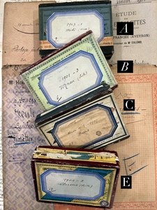Original Antique French Paper Boxes - Set D