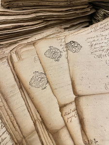 STUNNING 1700's Stamped Antique French Script Document Pages
