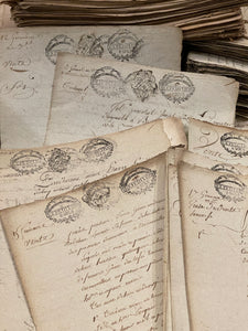Fantastic TRIPLE Stamped 1700's  Antique French Script Document Pages