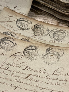 Fantastic TRIPLE Stamped 1700's  Antique French Script Document Pages