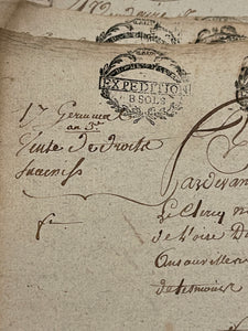 Fantastic TRIPLE Stamped 1700's  Antique French Script Document Pages