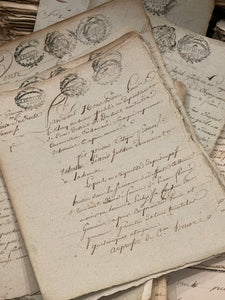Fantastic TRIPLE Stamped 1700's  Antique French Script Document Pages