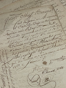 Fantastic TRIPLE Stamped 1700's  Antique French Script Document Pages