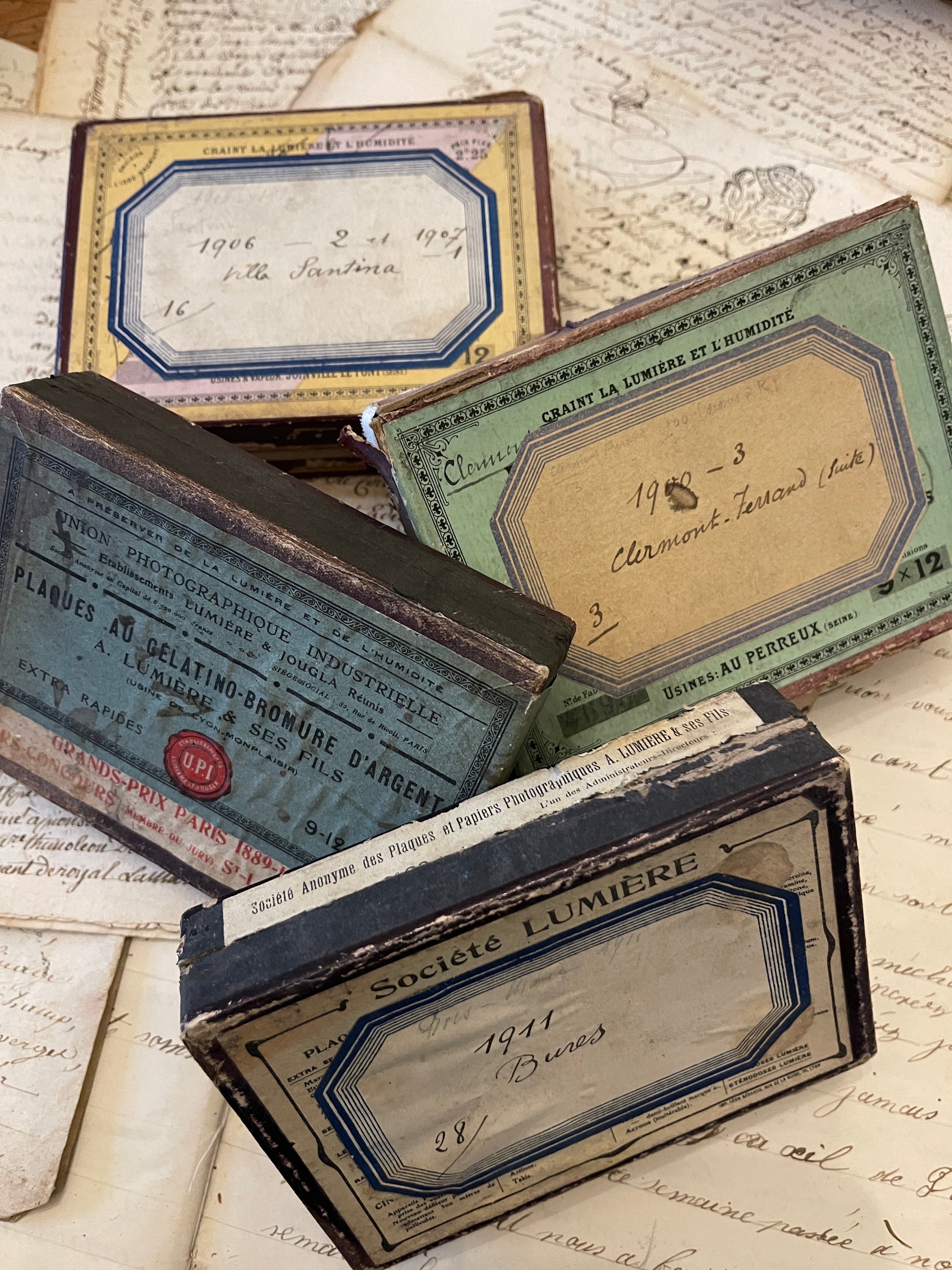Original Antique French Paper Boxes - Set E