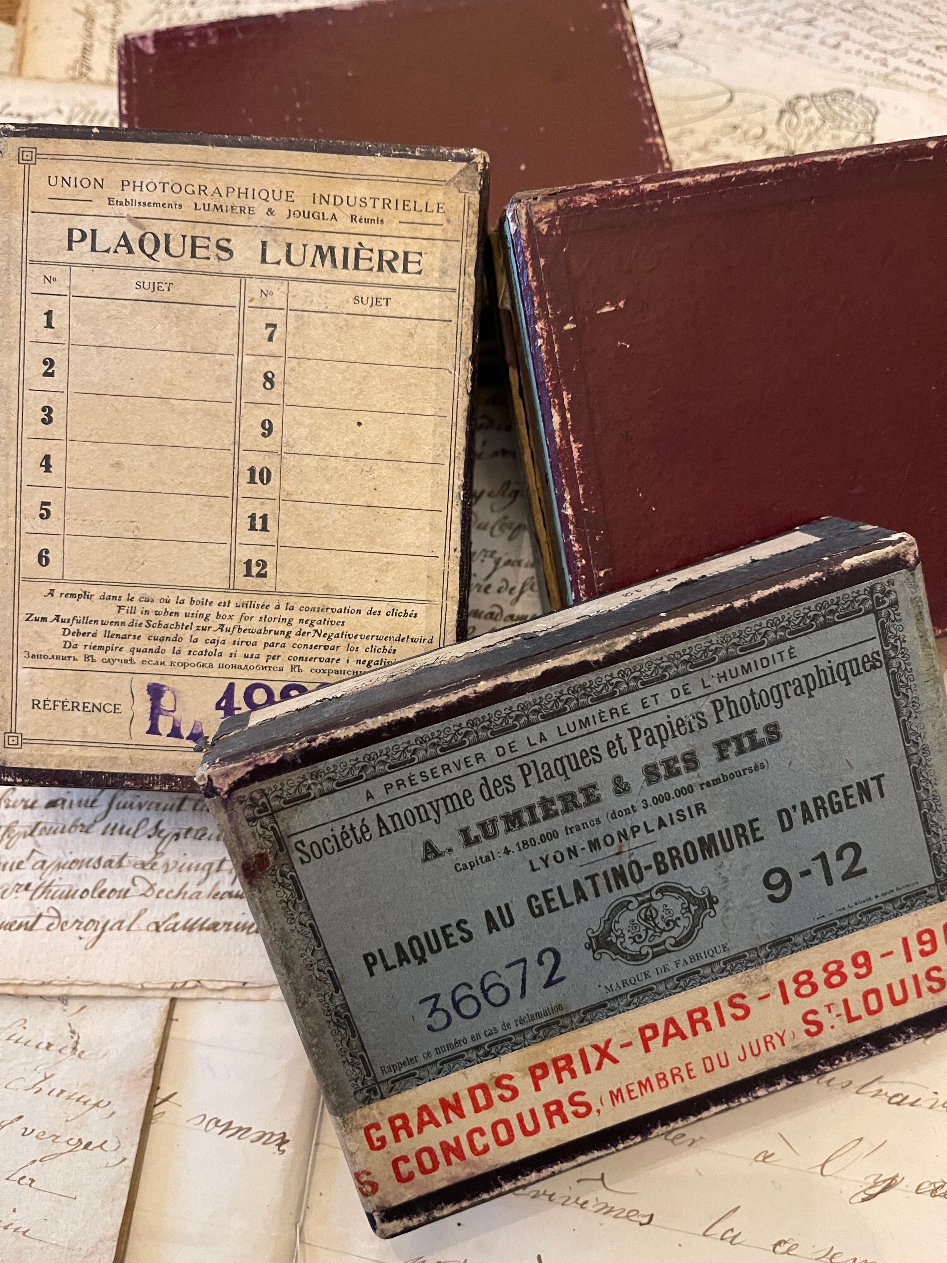 Original Antique French Paper Boxes - Set E