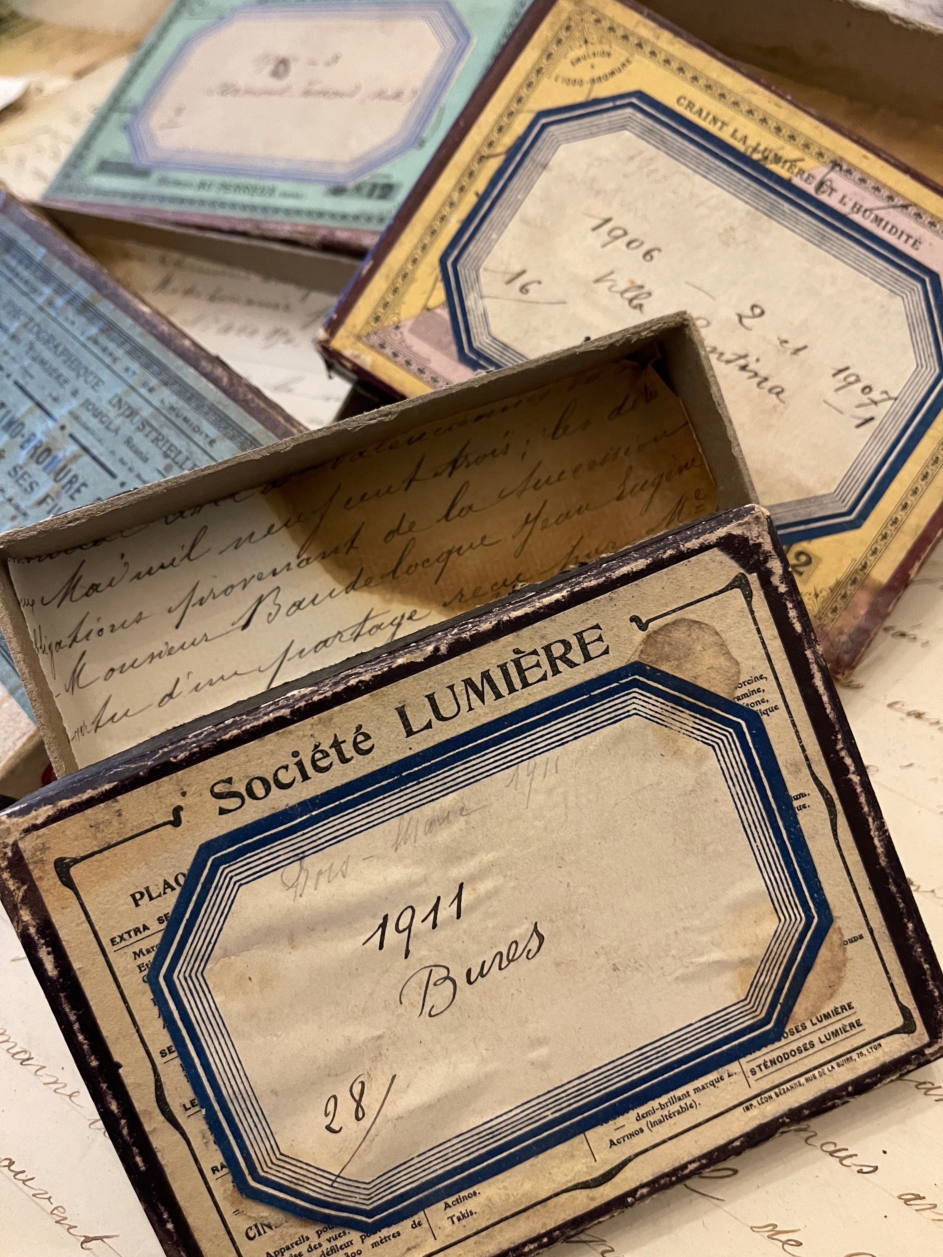 Original Antique French Paper Boxes - Set E