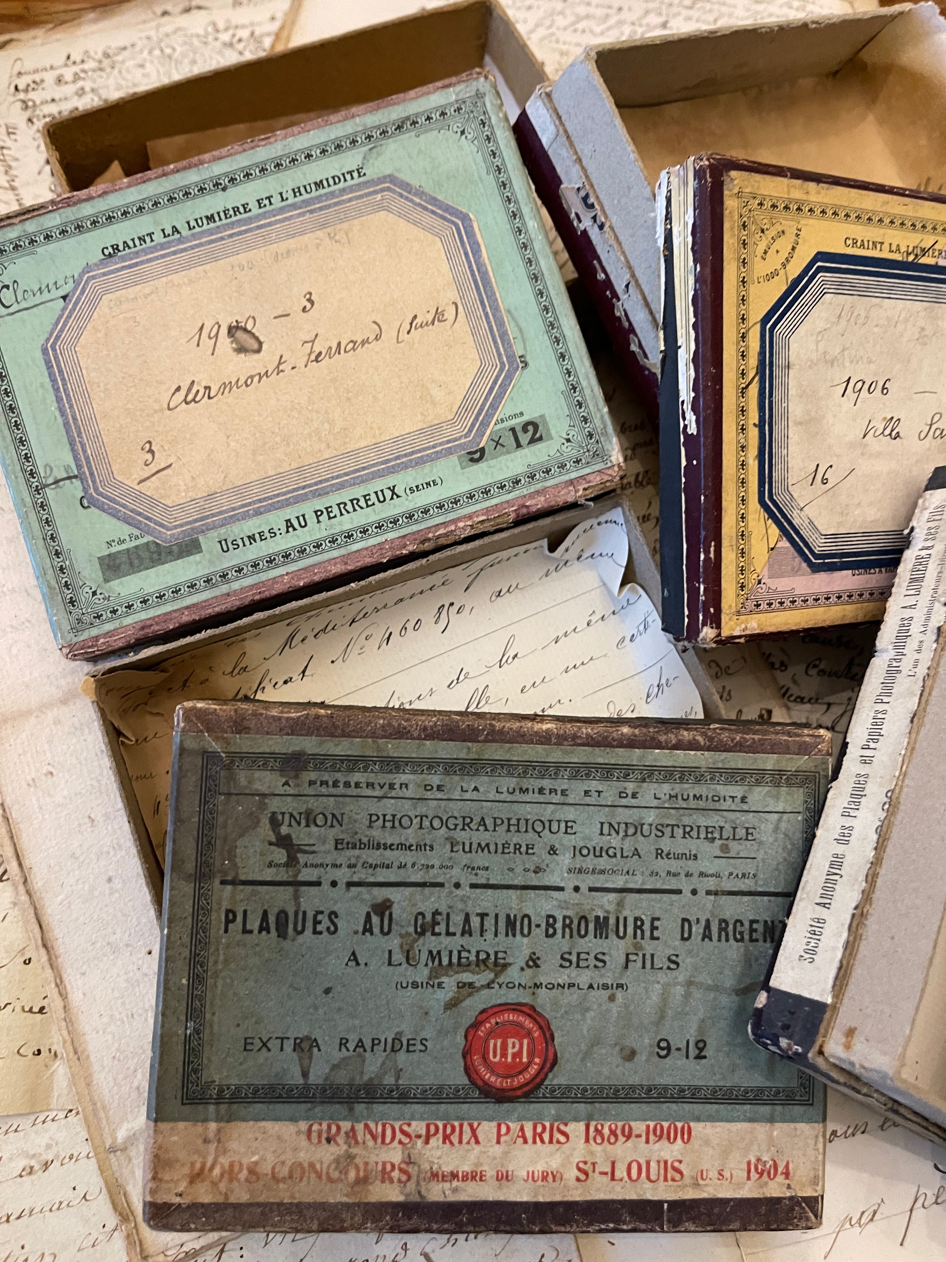 Original Antique French Paper Boxes - Set E
