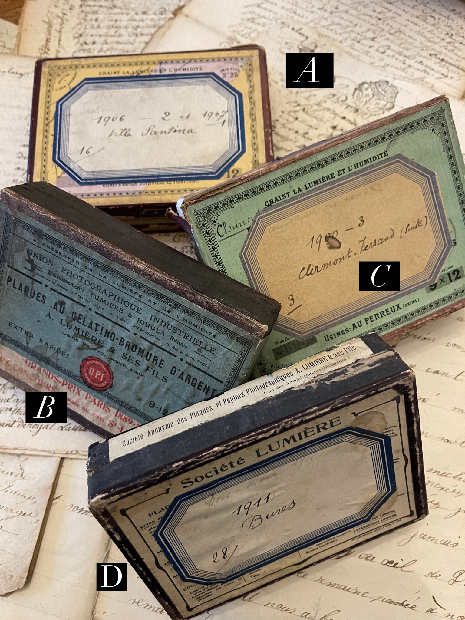 Original Antique French Paper Boxes - Set E