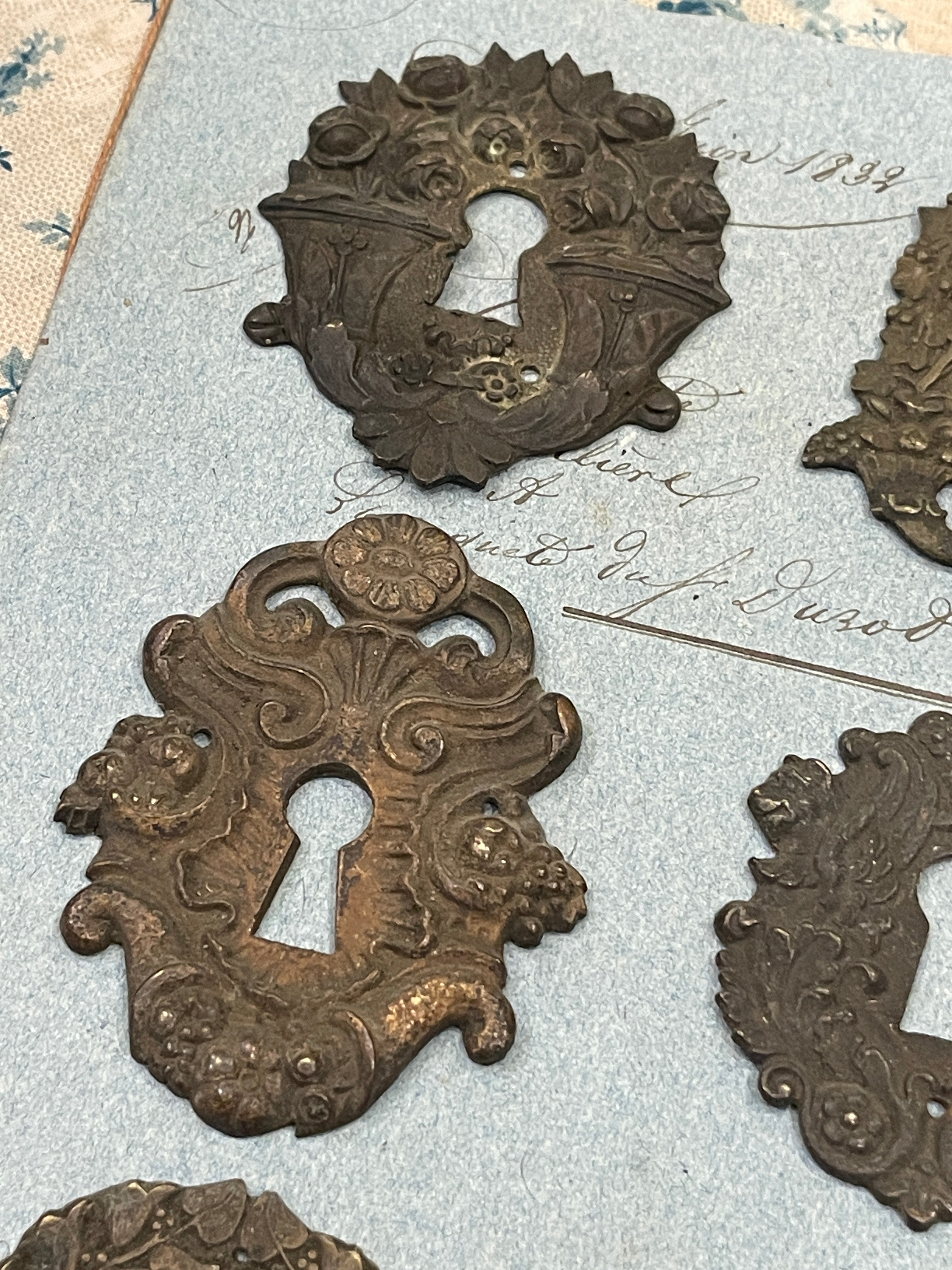 19th Century French Escutcheon Keyhole Covers - C