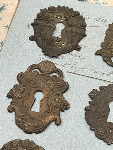 19th Century French Escutcheon Keyhole Covers - C