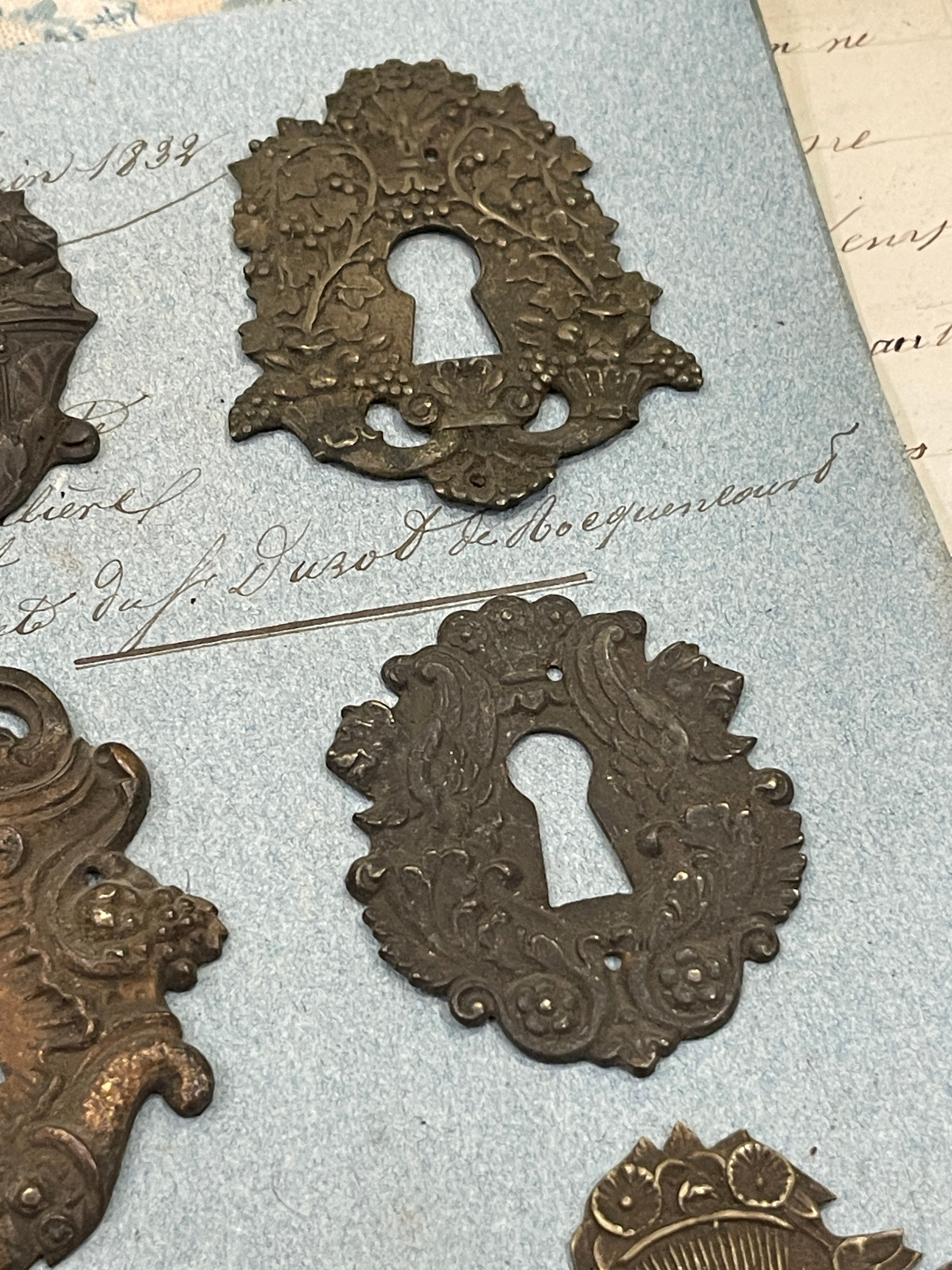 19th Century French Escutcheon Keyhole Covers - C