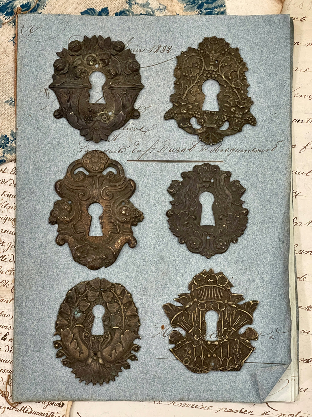 19th Century French Escutcheon Keyhole Covers - C