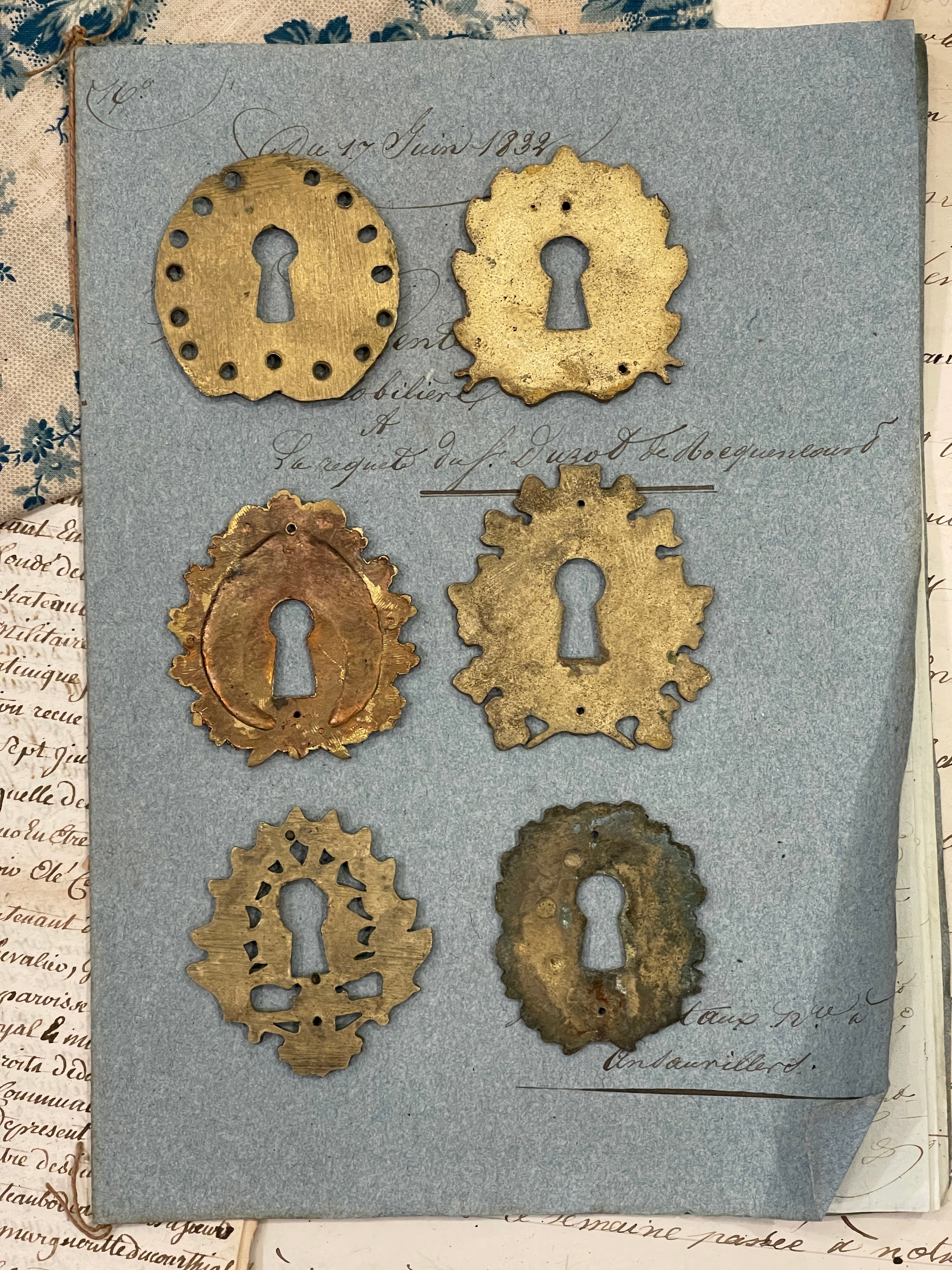 19th Century French Escutcheon Keyhole Covers - D