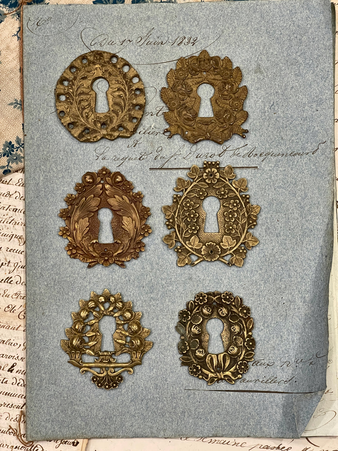 19th Century French Escutcheon Keyhole Covers - D