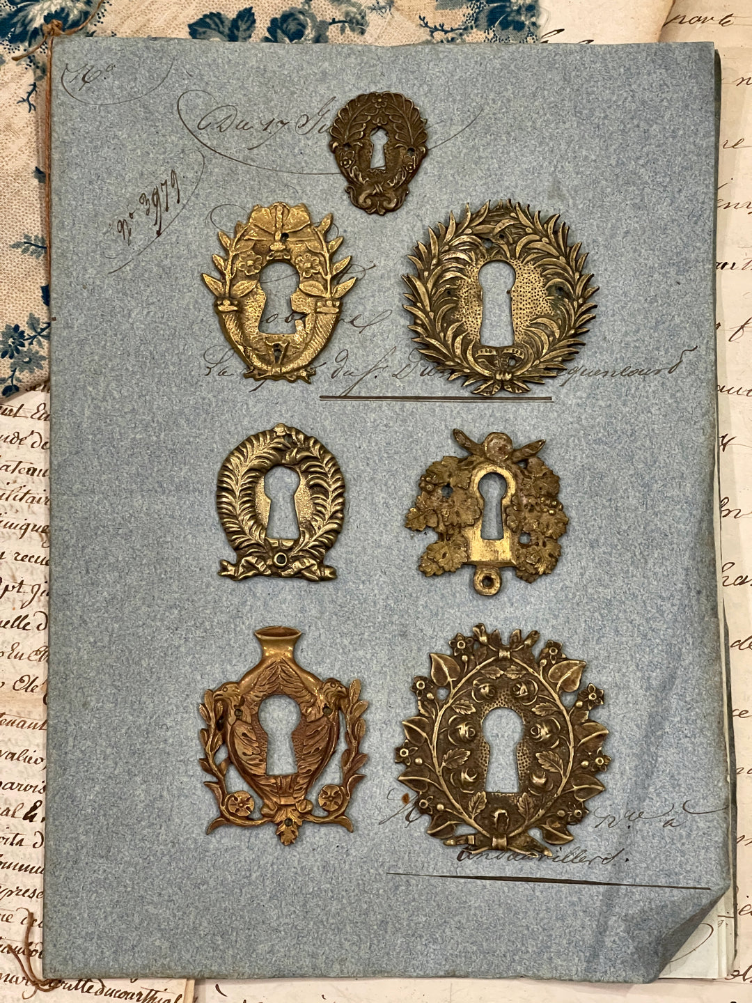 19th Century French Escutcheon Keyhole Covers - E