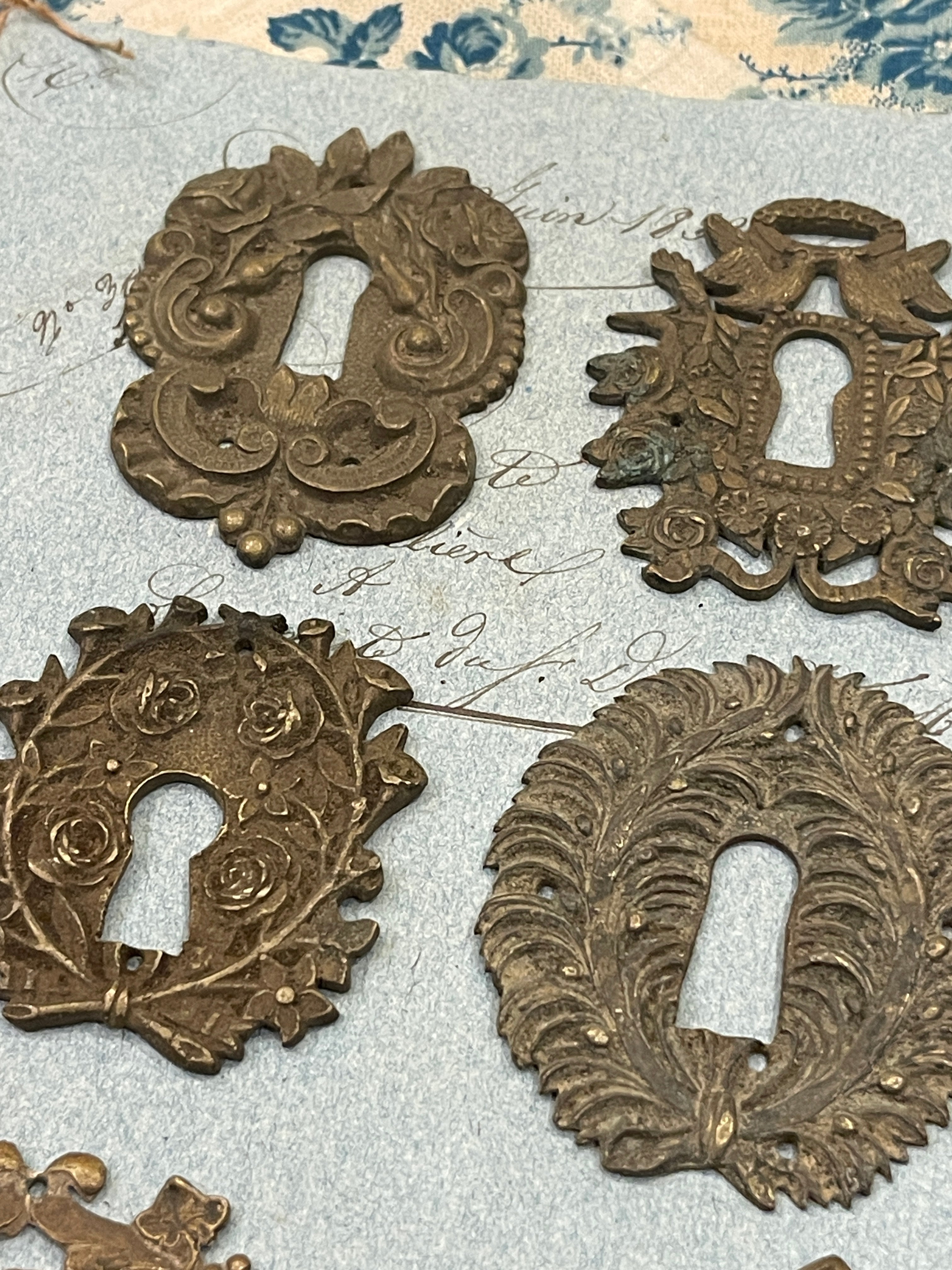19th Century French Escutcheon Keyhole Covers - F