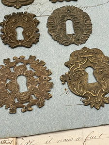 19th Century French Escutcheon Keyhole Covers - F