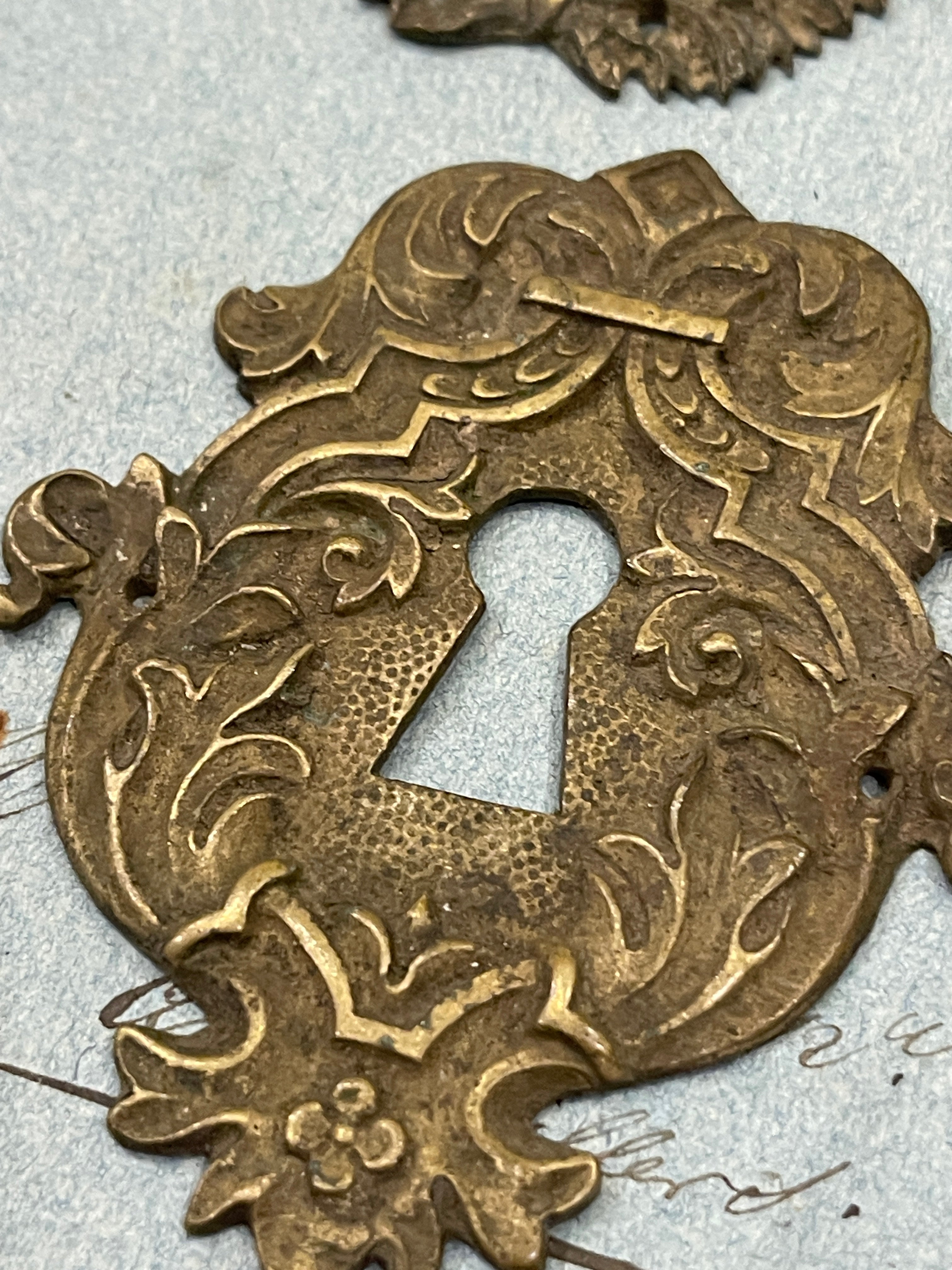 19th Century French Escutcheon Keyhole Covers - F