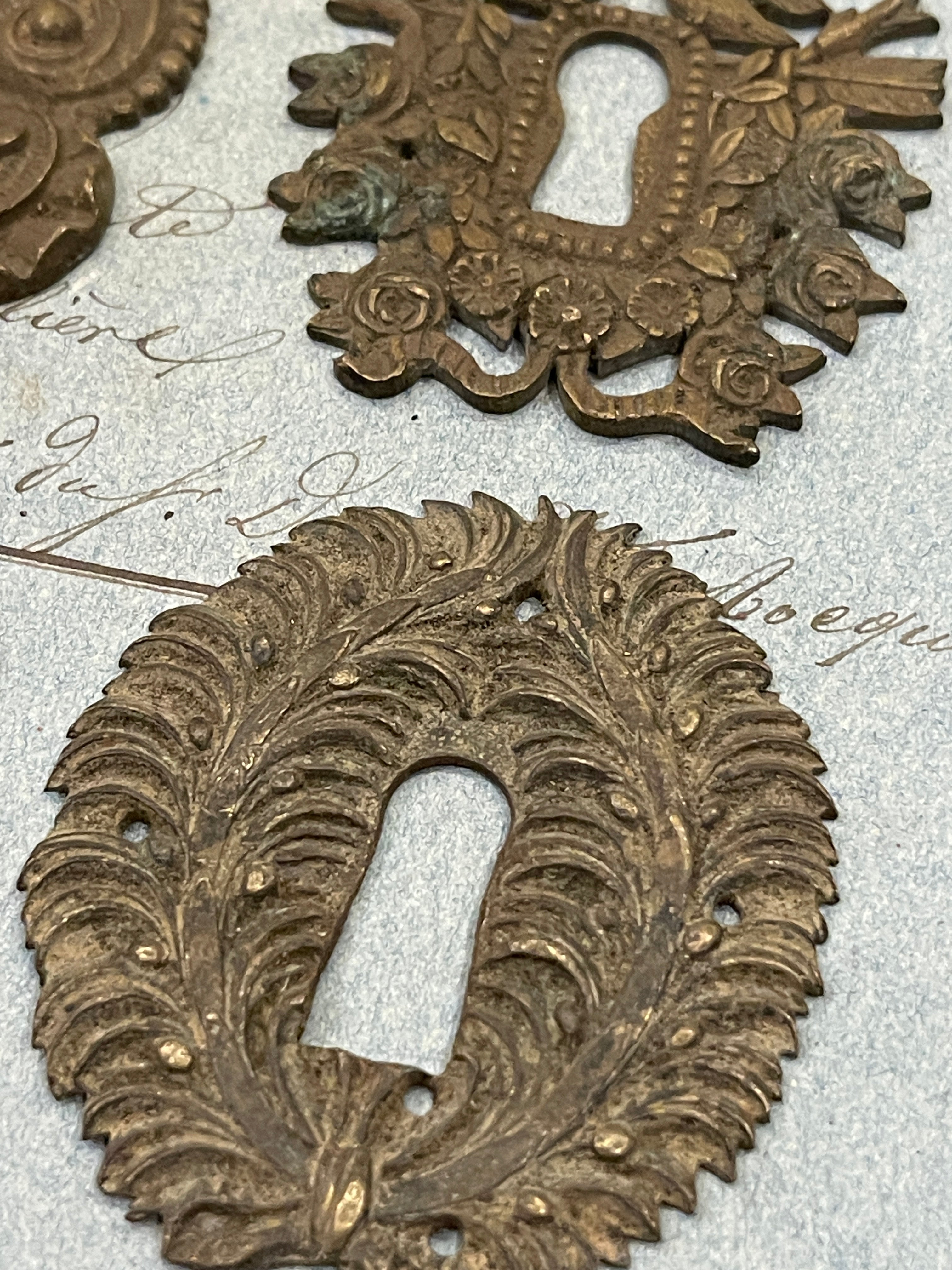 19th Century French Escutcheon Keyhole Covers - F