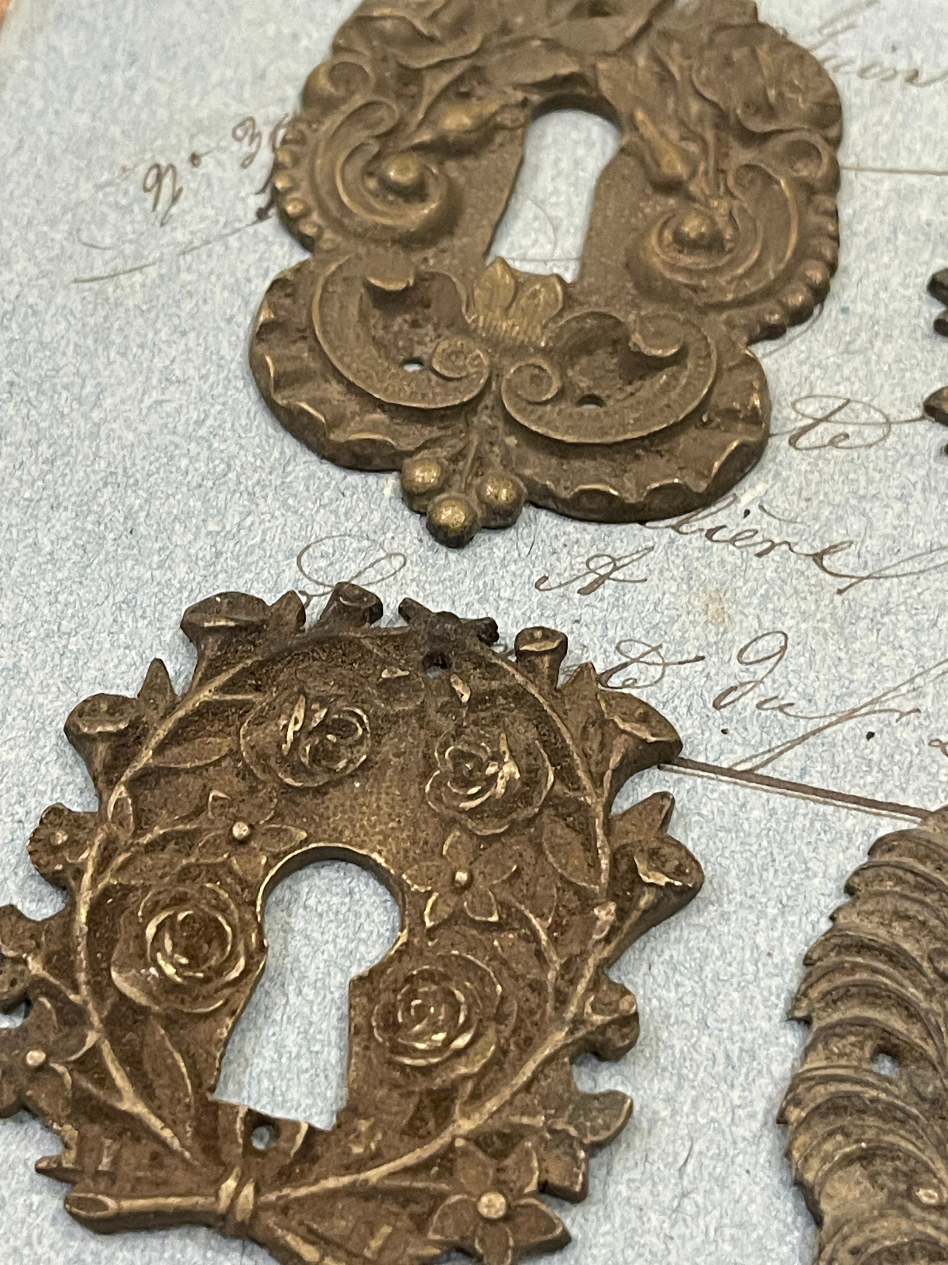 19th Century French Escutcheon Keyhole Covers - F