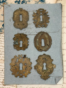 19th Century French Escutcheon Keyhole Covers - F