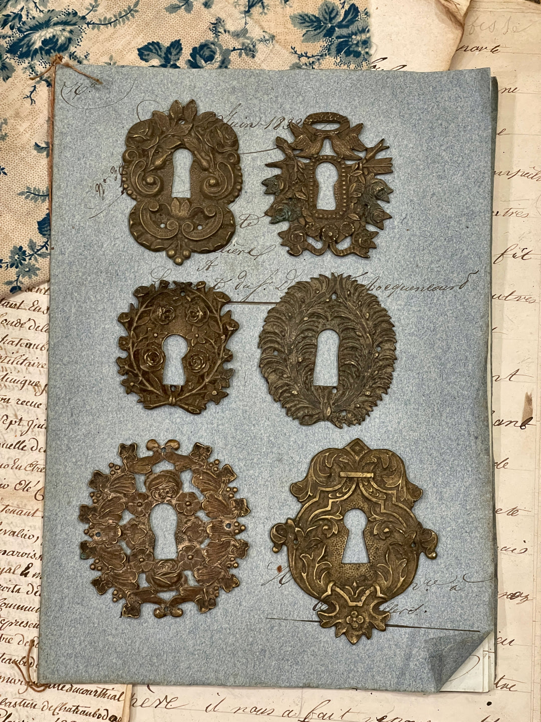 19th Century French Escutcheon Keyhole Covers - F