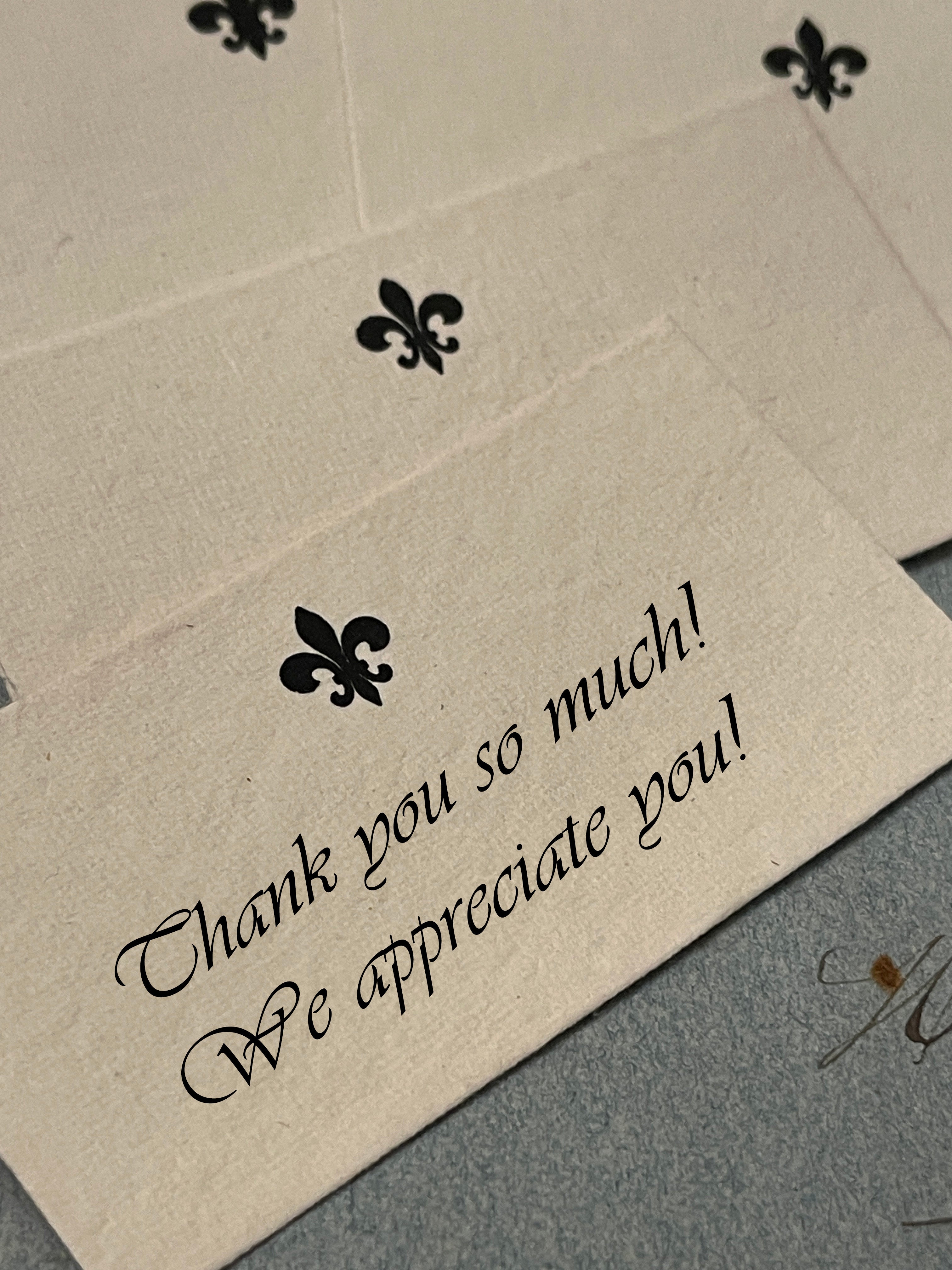 Handmade Cotton Wad Calling Cards/Mini Cards