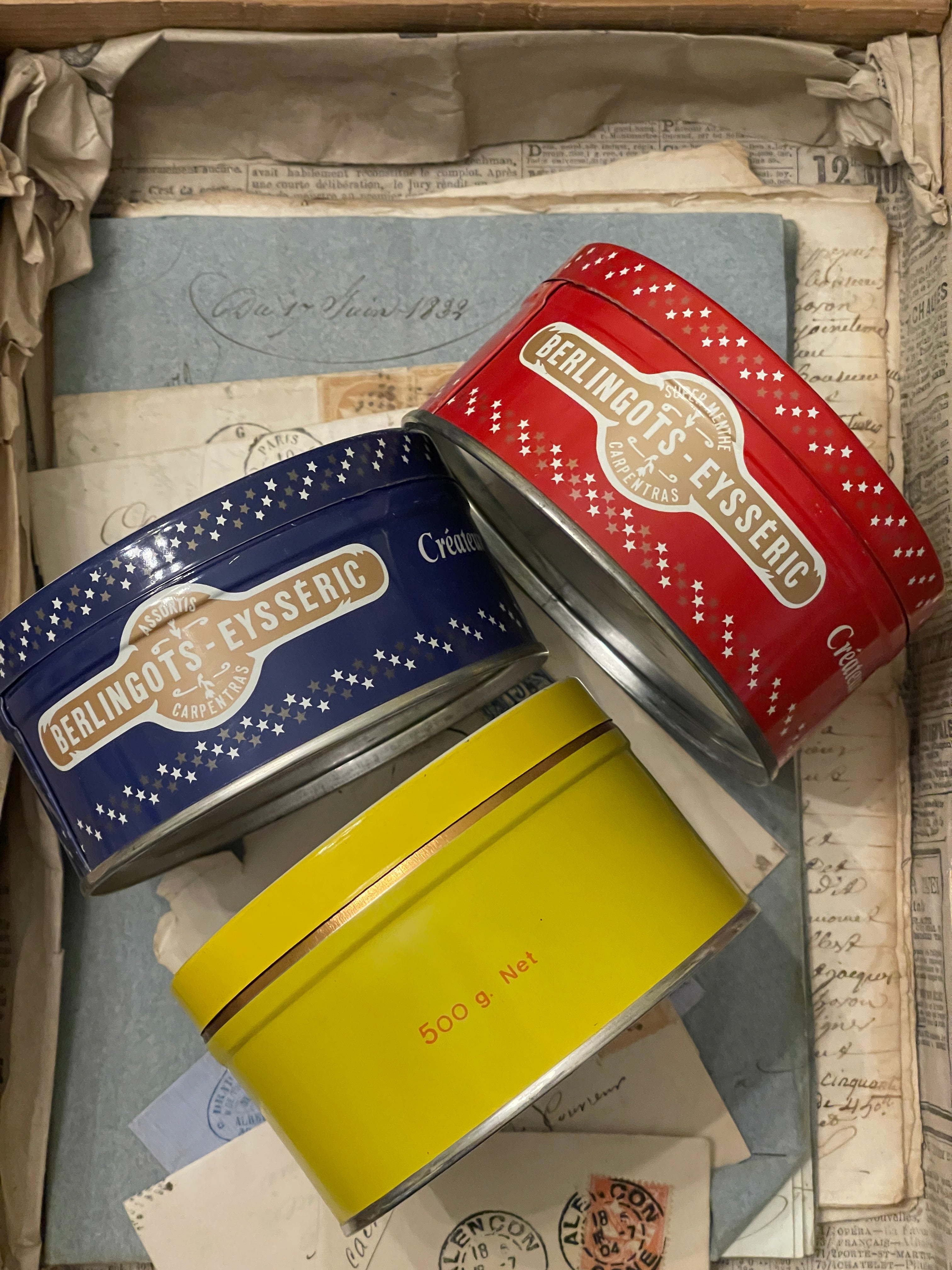 Darling Vintage French Berginlots Candy Tins from France