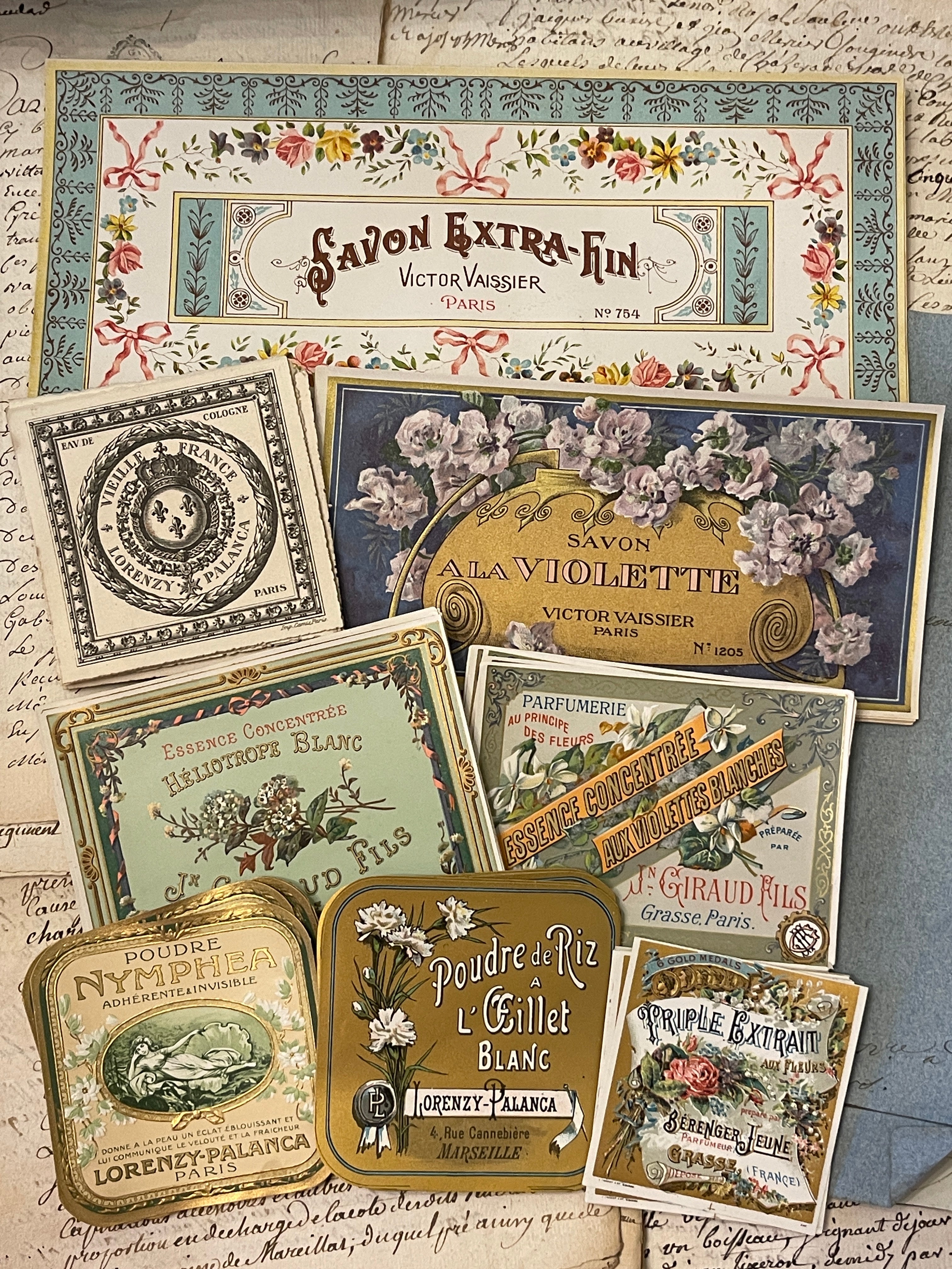 Antique Original French Perfume Labels - A